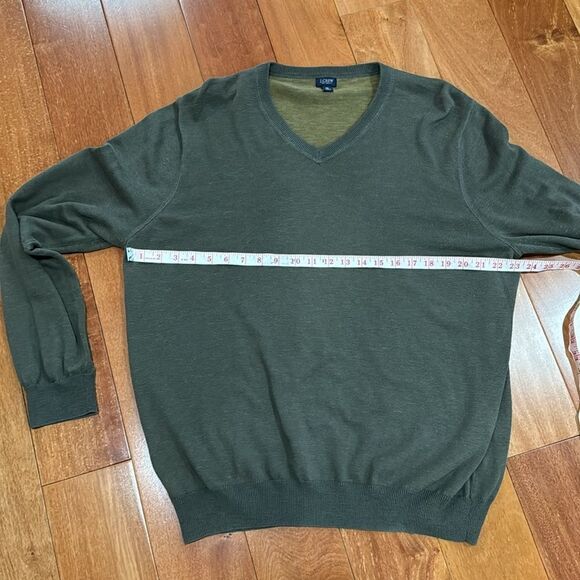 J. Crew Heathered Green Vintage Look 100% Cotton V-Neck Sweater Men's XL - Picture 8 of 9